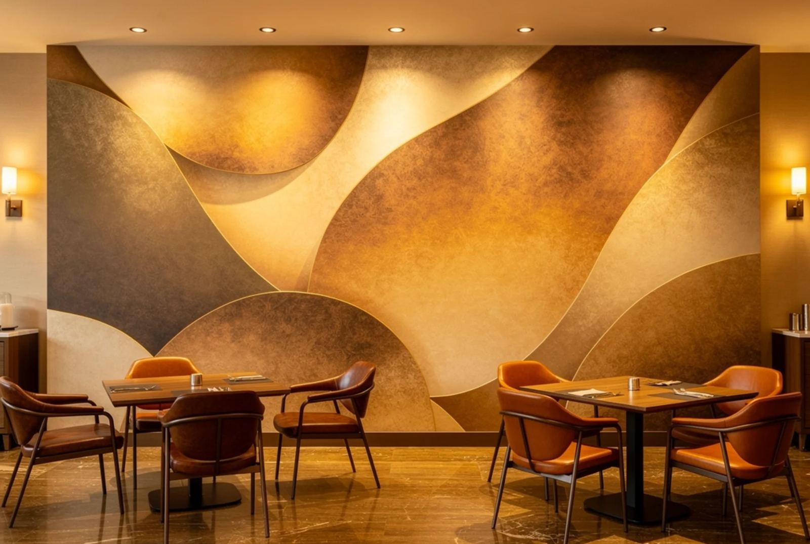 Mur décoré par impression directe dans un lieu accueillant du public