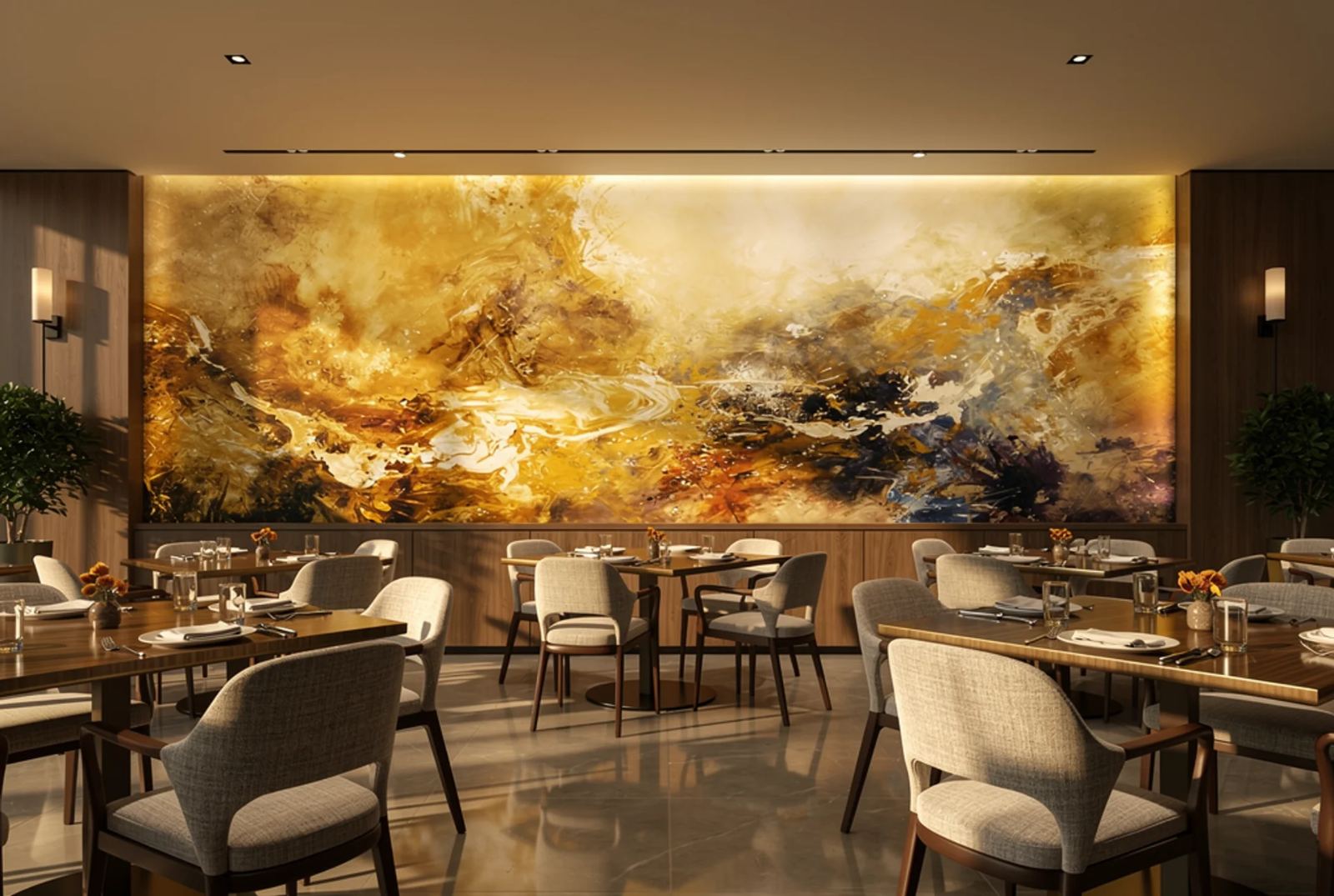 Décor mural imprimé pour un événement éphémère dans une salle